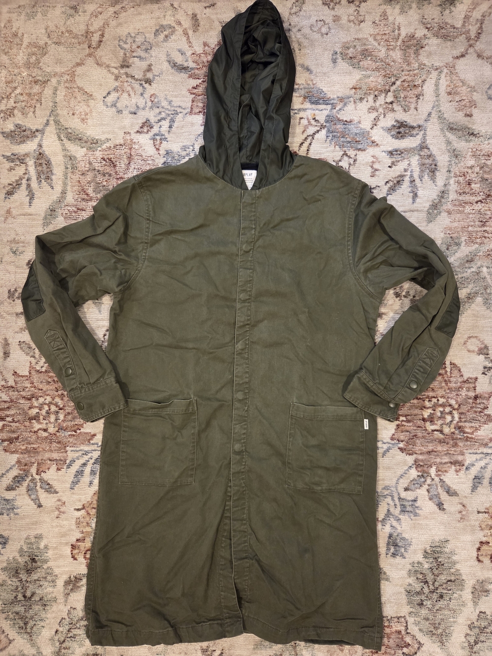 Fairplay Men's Olive Hooded Long Trench Coat